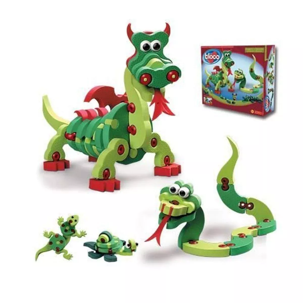 Bloco Toys Dragons and Reptiles Playset - Multi Color Foam & Plastic -