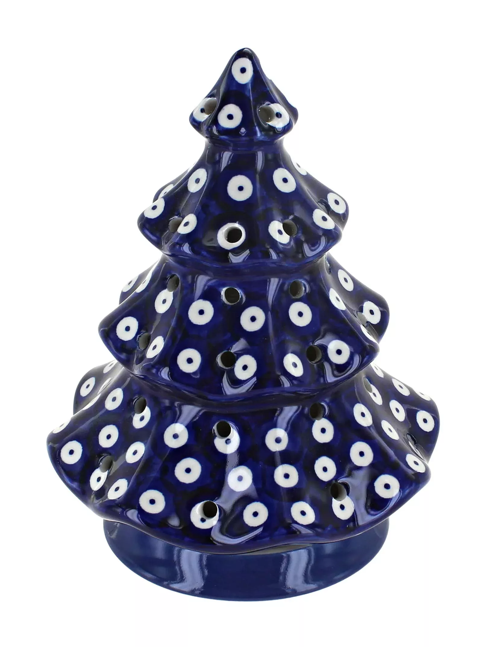 Blue Rose Polish Pottery Dots Tree Luminary