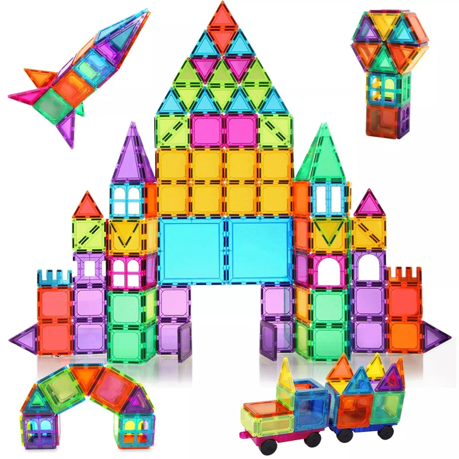 Bmag Magnetic Tiles, 120 Pcs Magnetic Building Blocks, 3D Magnet Tiles