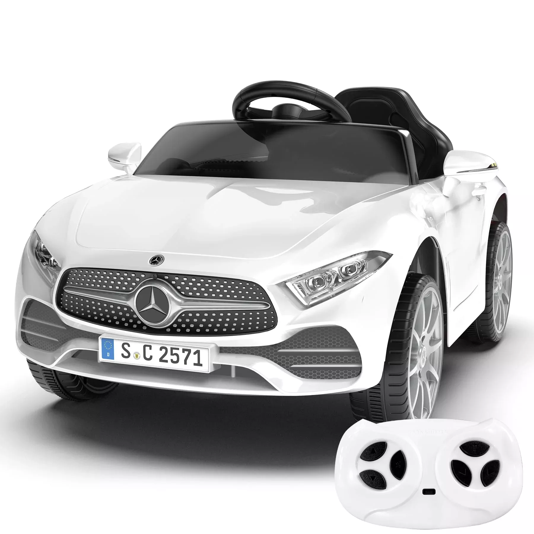Bobike 12V Kids Ride On Car - White, 23"x39"x18",