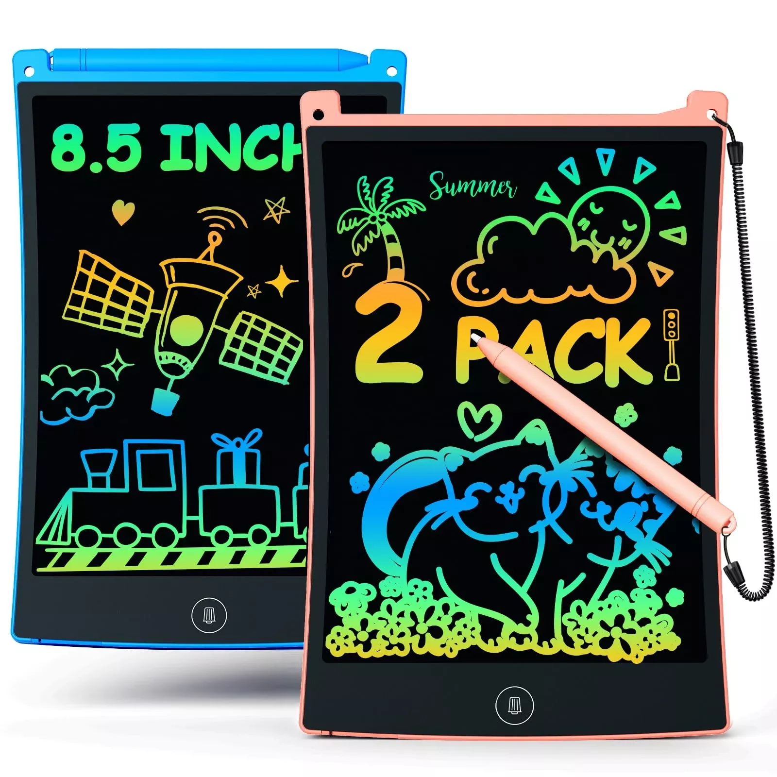 bravokids 2 Pack LCD Writing Tablet 8.5 Inch Blue Pink Doodle