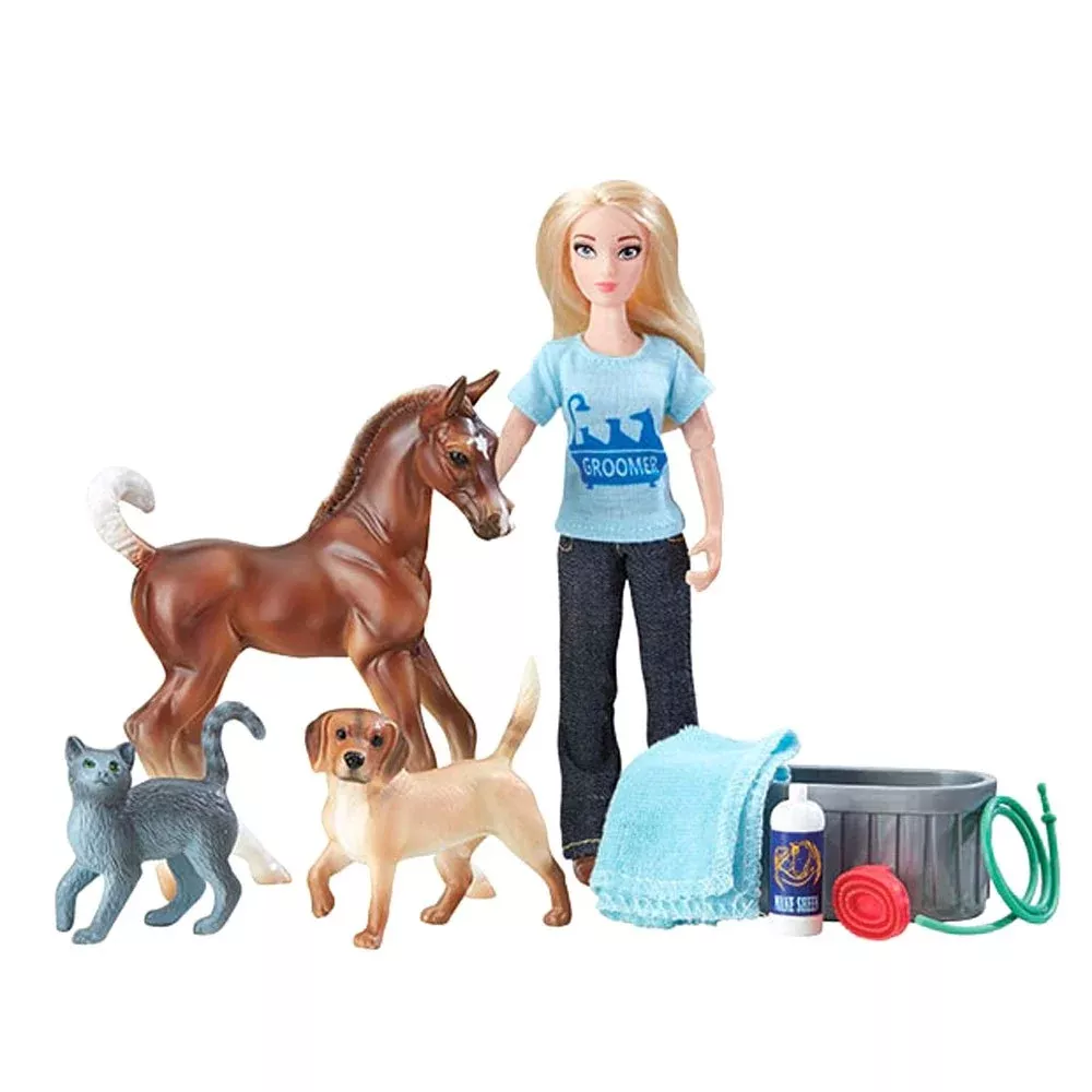 Breyer Grooming Playset with 6" Doll, Pony, Cat, Dog - Mult