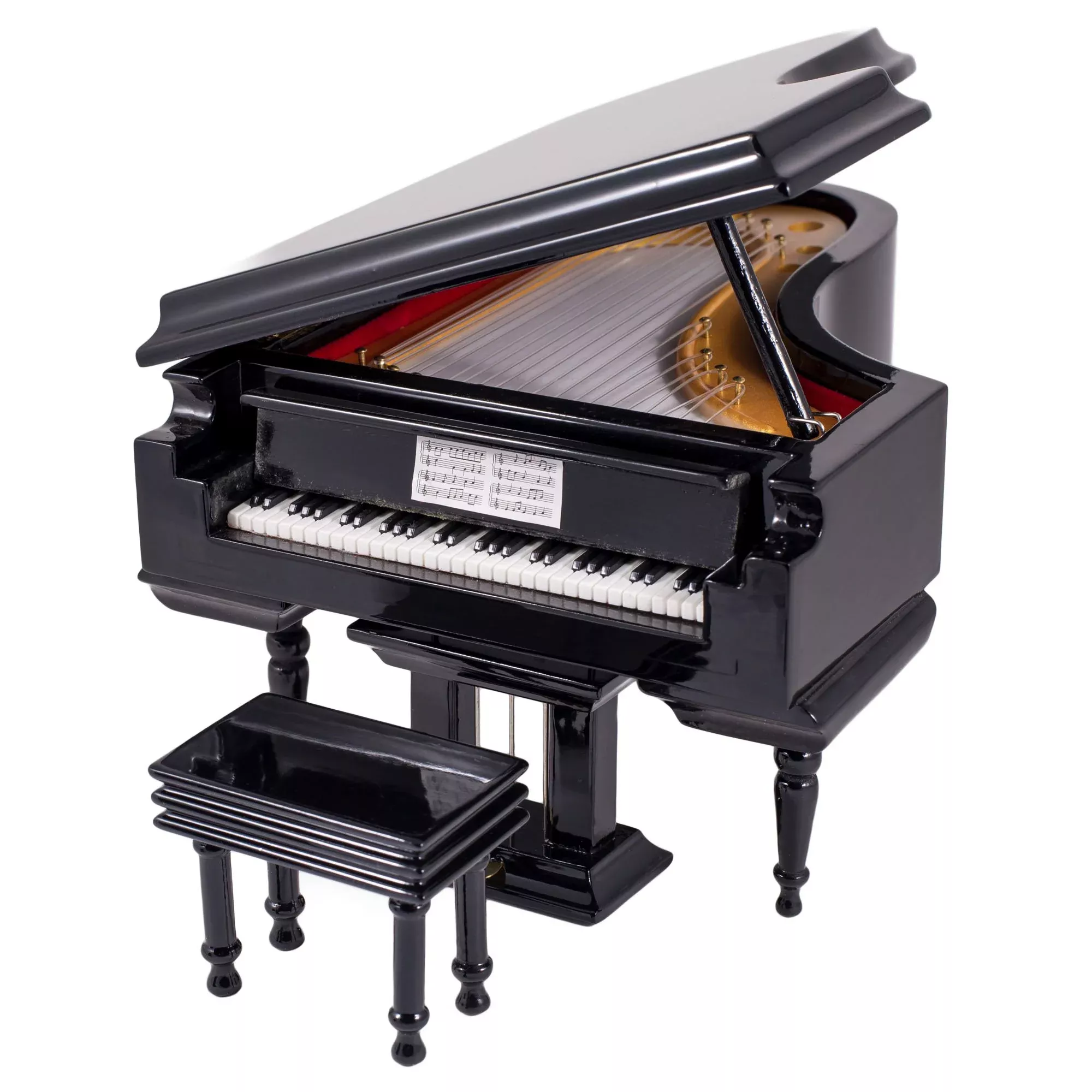 Broadway Gifts Black Baby Grand Piano Music Box with Bench, 8.5" x 6"