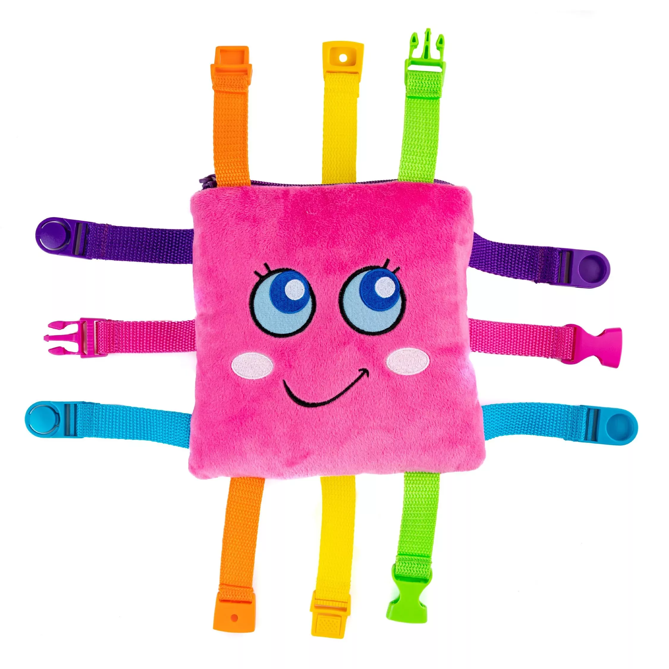 Buckle Toys Buckle Toy for Toddlers Pink 6.5" Plush Learning Aid