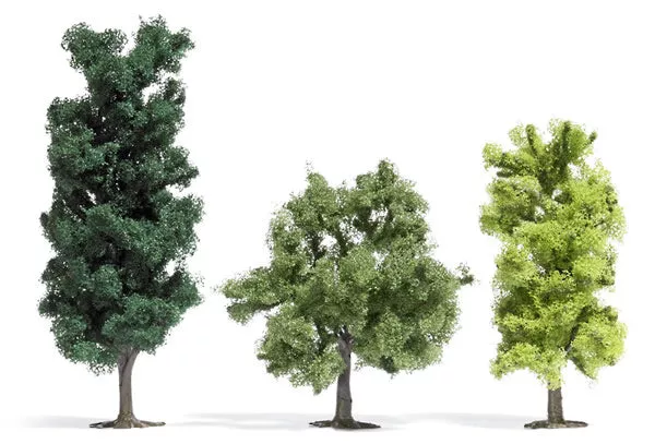 Busch 6941 HO Scale Deciduous Trees -- 3-3/4 - 5-7/8" 9.5 - 15cm Tall pkg(3)