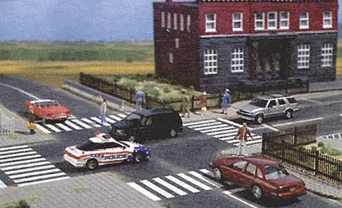 Busch 9712 HO Scale Self Adhesive Flexible Intersection with Pedestrian Crossing