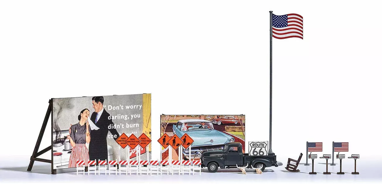 Busch 9720 HO Scale North American Style Street Signs Billboards and Details