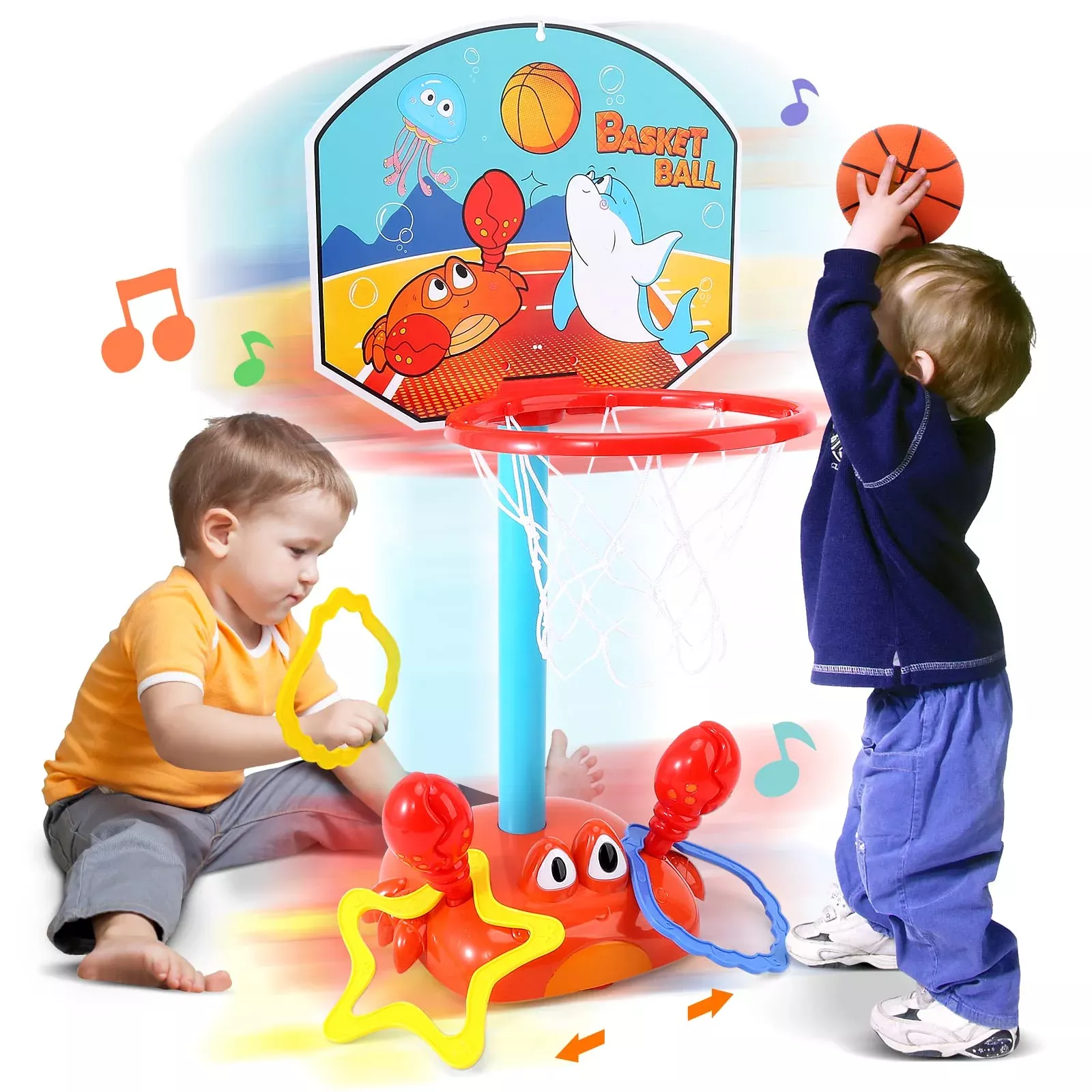 CAPTAIN CHAOWING Crab Basketball Hoop, Orange, 26"x12.6",