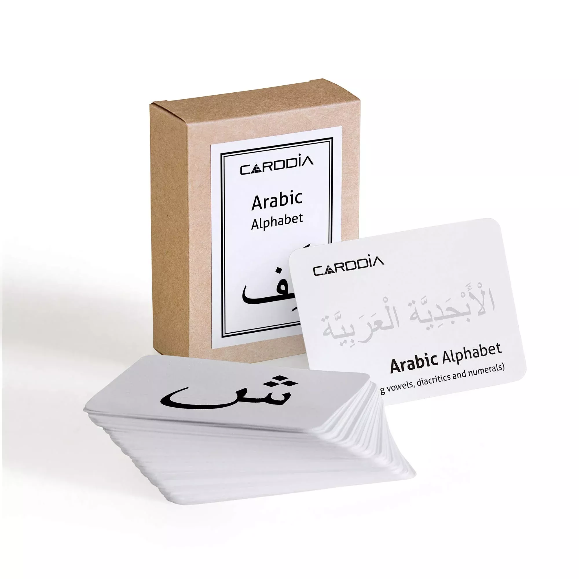 CARDDIA Arabic Flashcards - Standard Poker Size, Black and White, 49 Pack