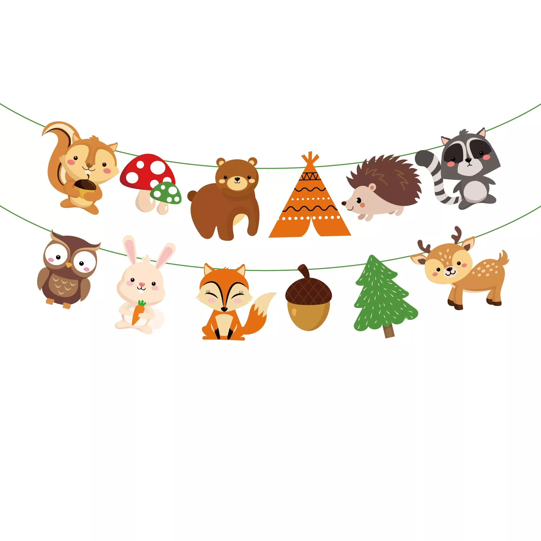 Cc Home Woodland Creatures Banner Forest Animal Friends Bunting Banner For Kids,Boys,Baby Shower,Birthday Party Decoration