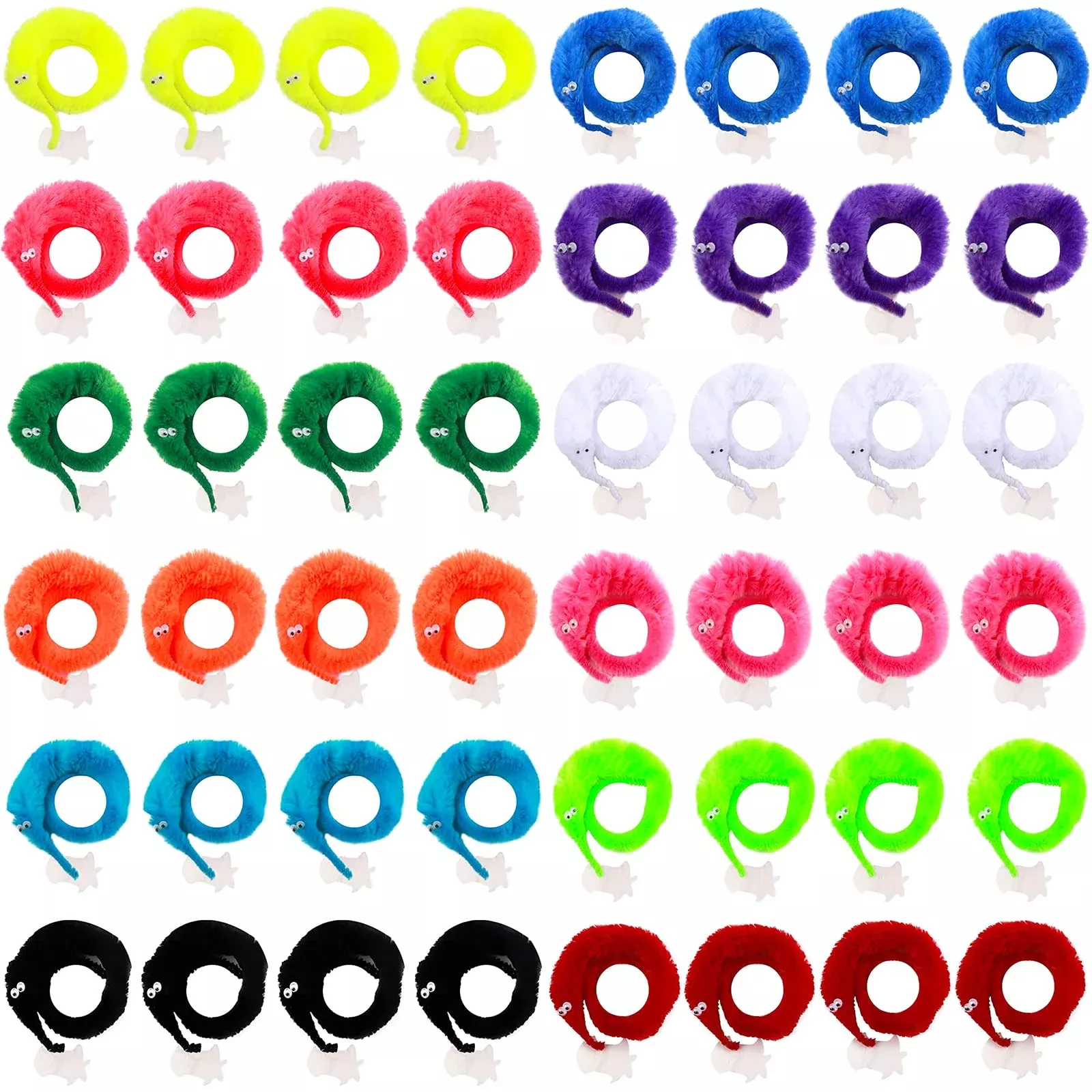CCINEE Magic Worms Toys 48 Pcs 12 Colors Soft Polyester Medium