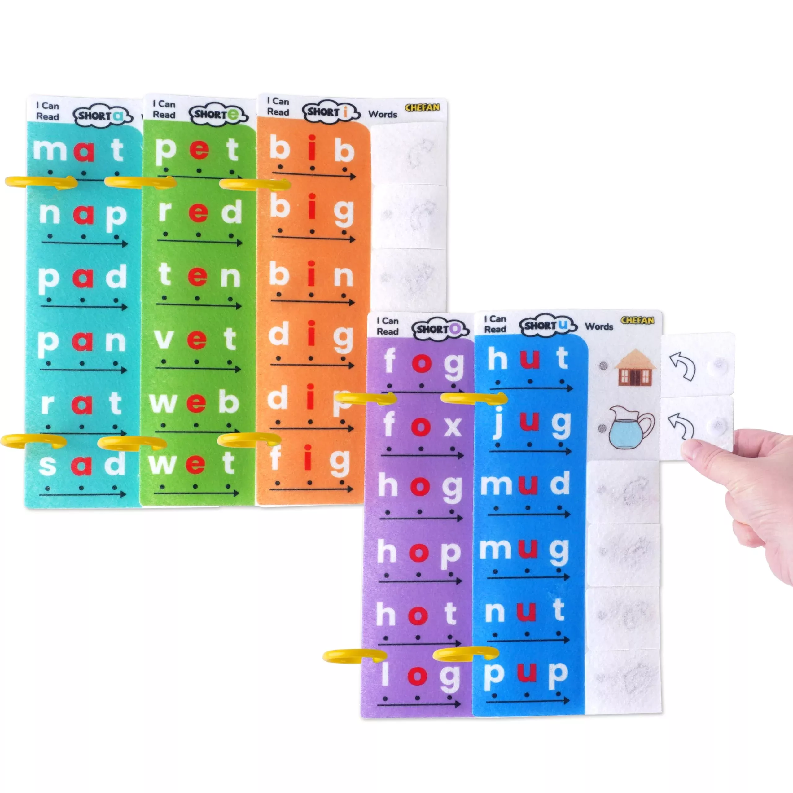 CHEFAN CVC Word Games Flashcards for Preschool Kids, Felt, Medium