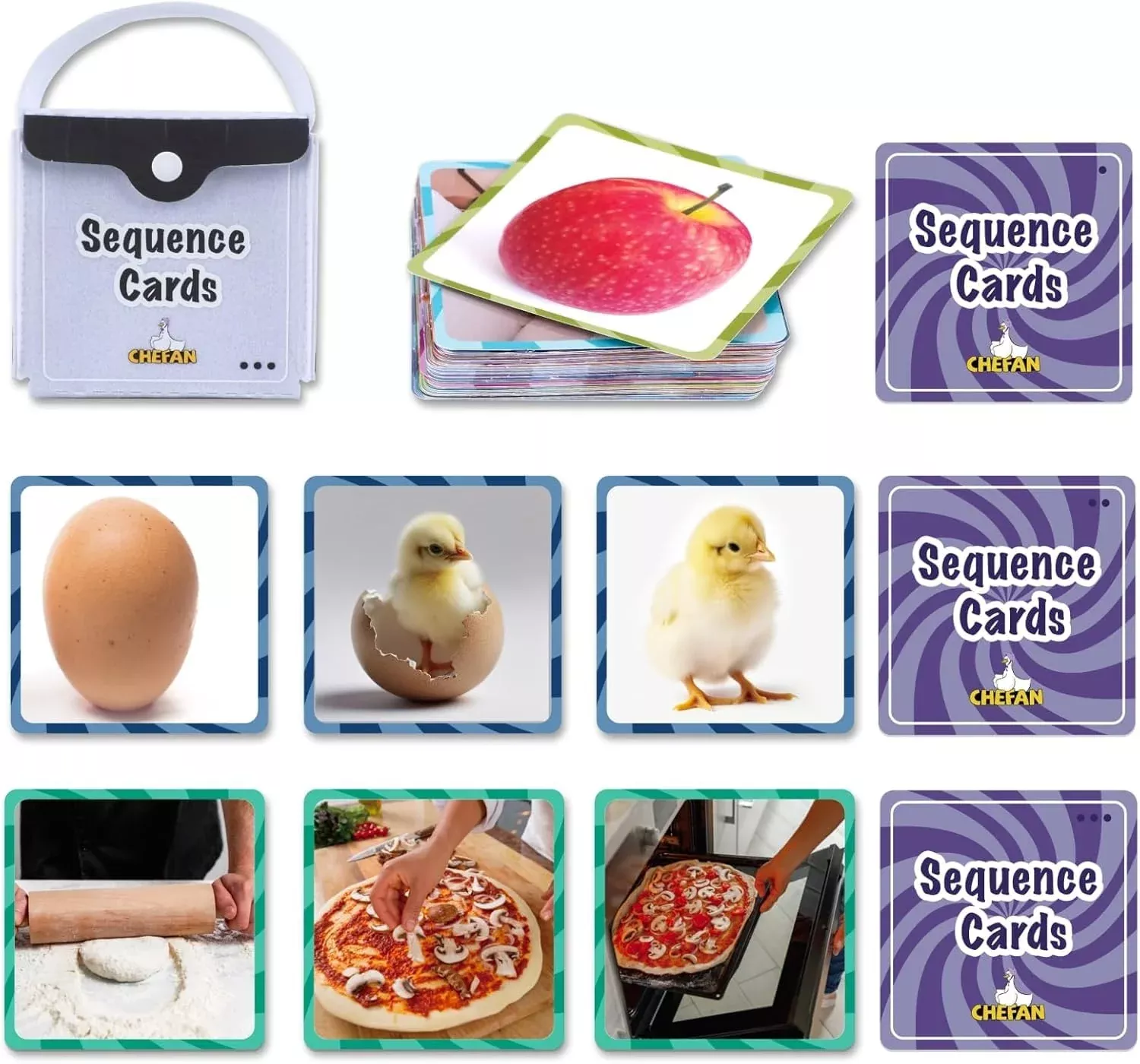 CHEFAN Sequencing Cards for Kids - Language Development, Medium, 60 Pack