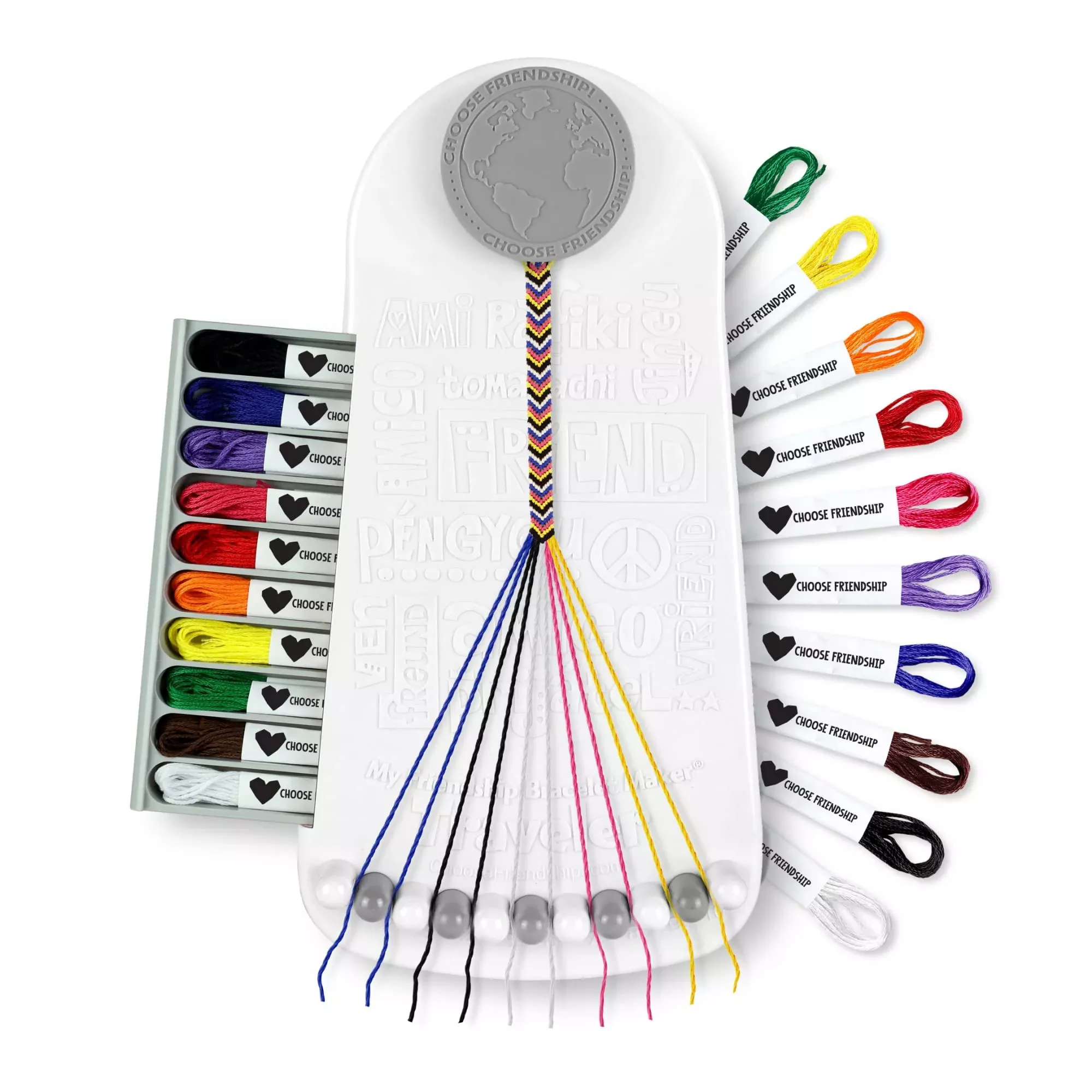 Choose Friendship My Friendship Bracelet Maker, 20 Pre-Cut Threads (Craft Kit/Kids Jewelry Kit) - Neutral