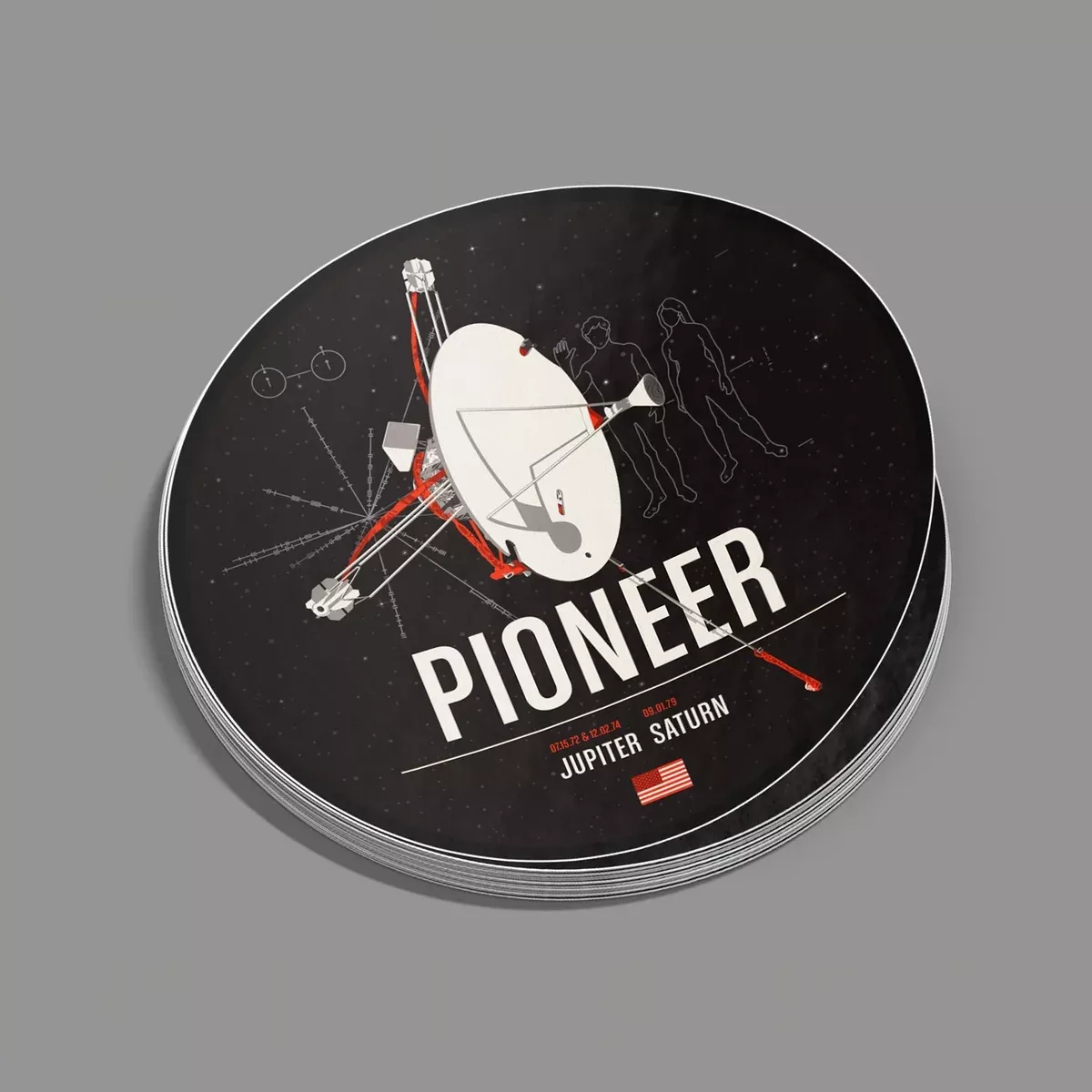 Chop Shop Studio Pioneer Sticker from the Historic Robotic Spacecraft Series