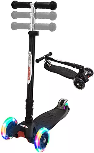 ChromeWheels Kids Scooter 3-Wheel Adjustable Handlebar Black 3-12 Years