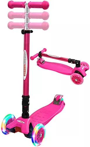 ChromeWheels Kids Scooter 3-Wheel Adjustable Height Pink 22"x5.3"x