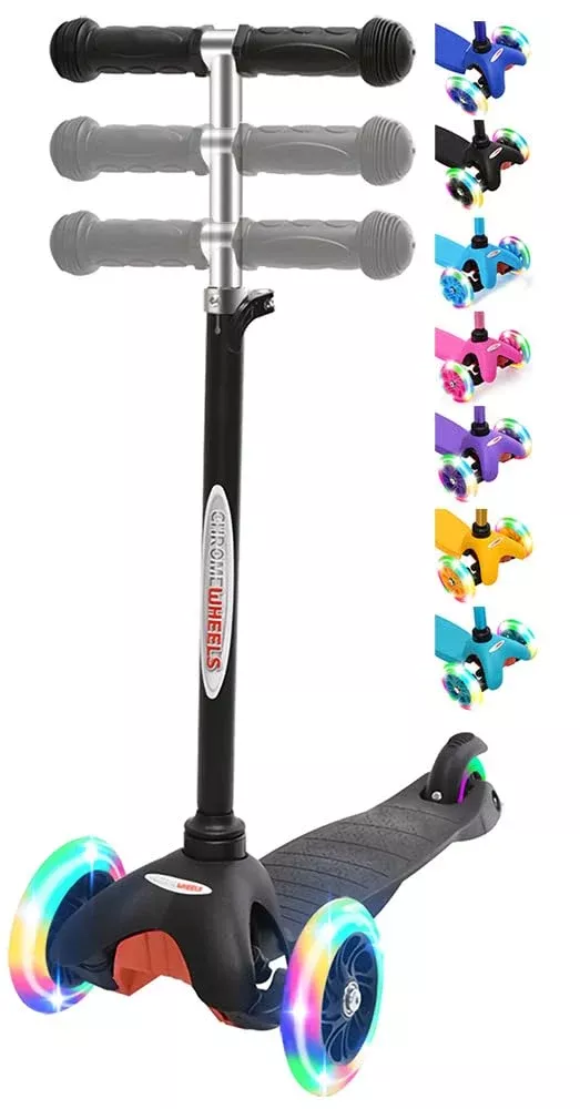 Chromewheels Scooter For Kids, Deluxe 4 Adjustable Height 3 Wheels Gli