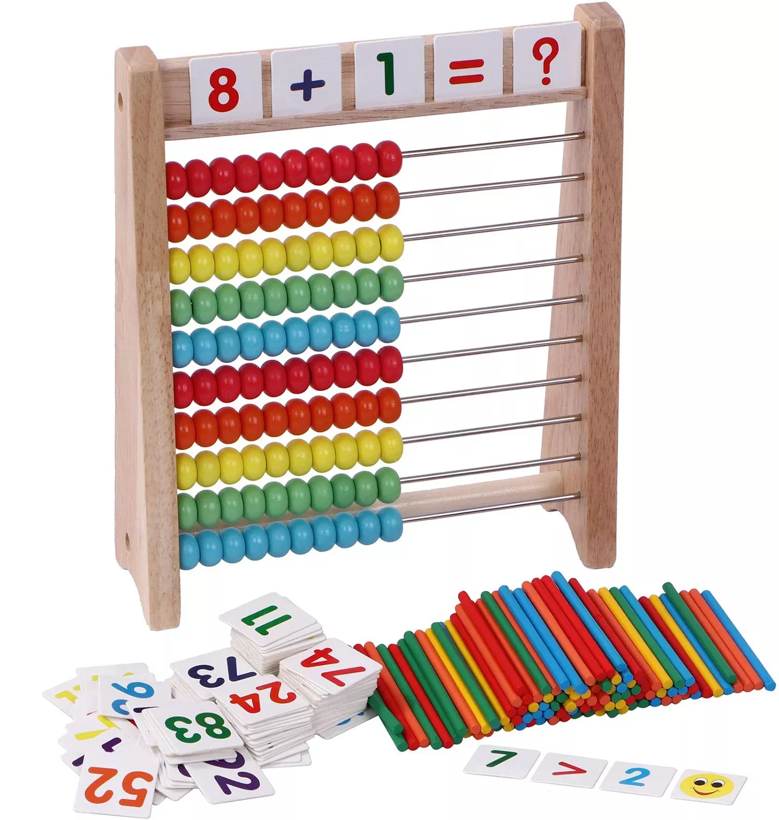 Cltoyvers Multicolor Wood Abacus Counting Toy with 100 Beads, Medium