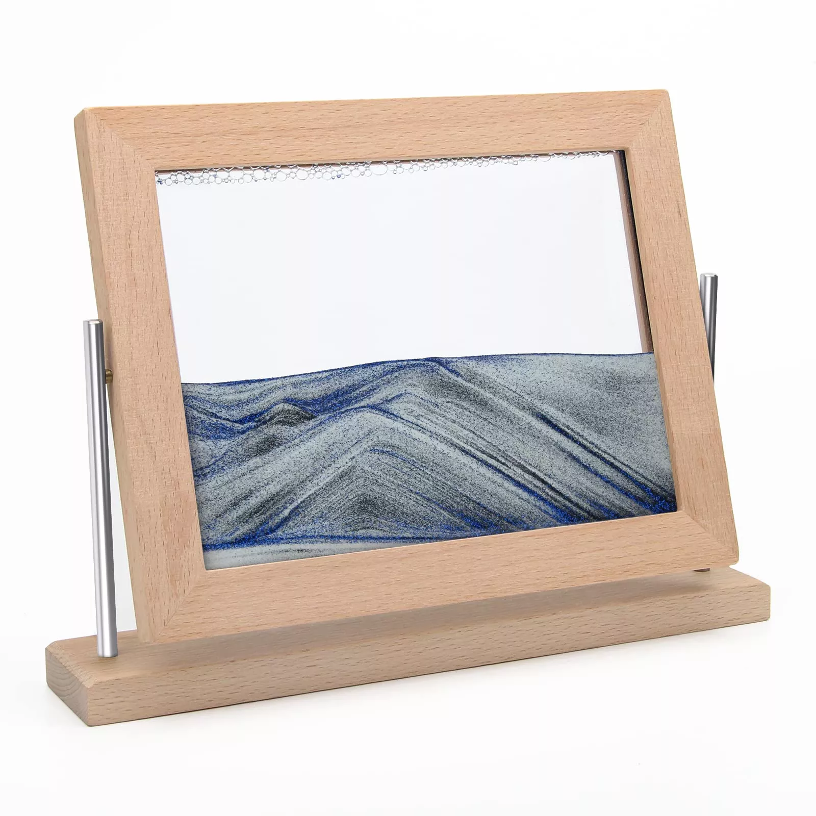 Coitak Wooden Frame Moving Sand Art Picture - Blue Sandscape Decor