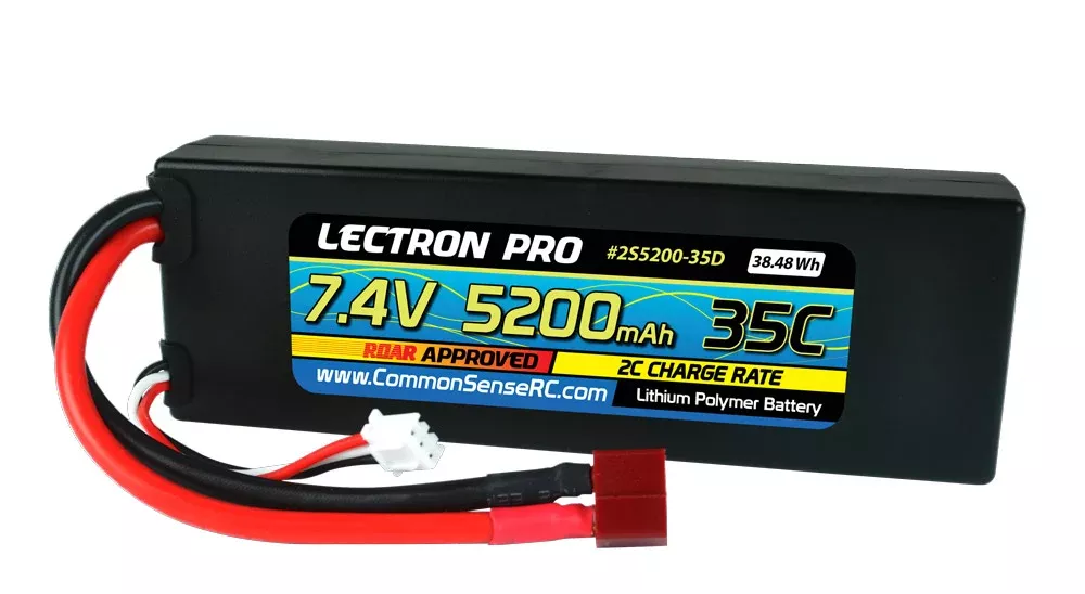 Common Sense RC (2S5200-35D) Lectron Pro 2S 7.4V 5200mAh 35C Lipo Battery with Deans Connector