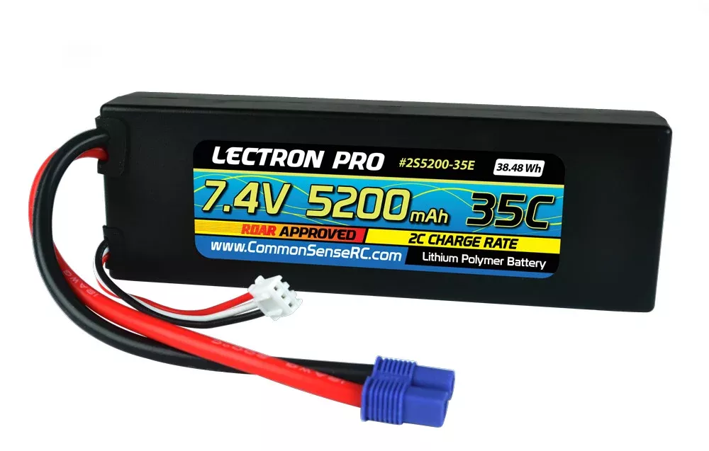 Common Sense RC (2S5200-35E) Lectron Pro 2S 7.4V 5200mAh 35C Lipo Battery with EC3 Connector