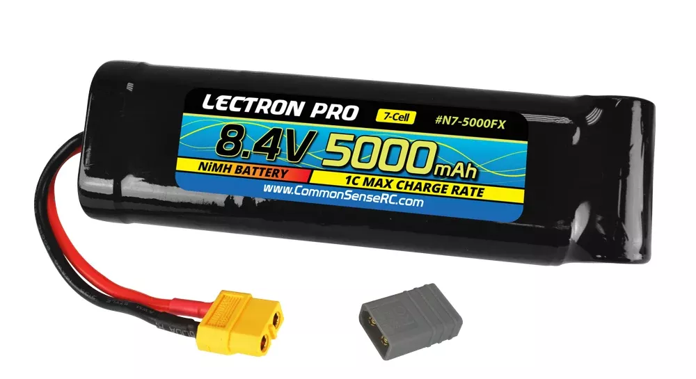 Common Sense RC (N7-5000FX) Lectron Pro 8.4V NiMH 7 Cell 5000mAh Flat Pack Battery with XT60 and Ada