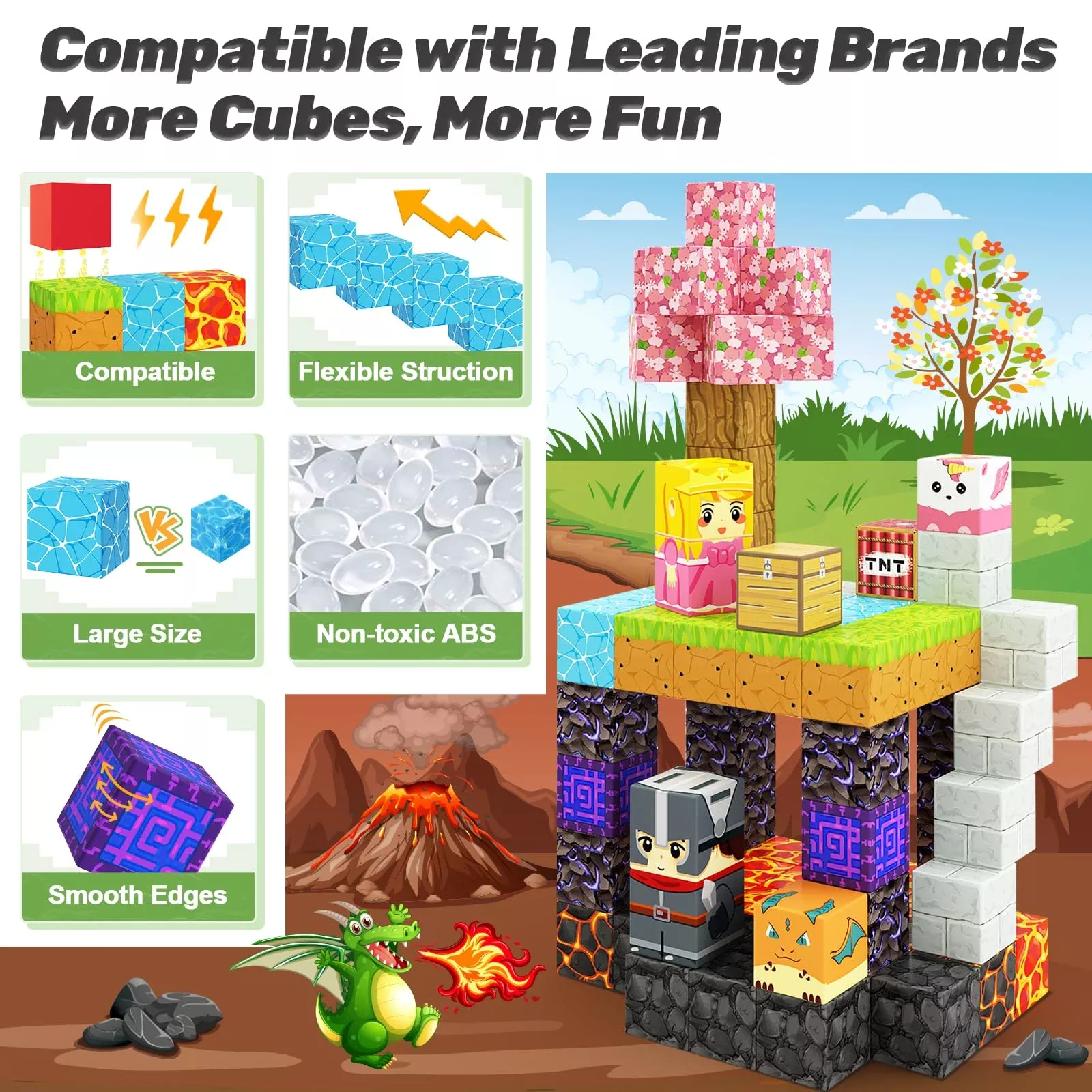 Coodoo Magnetic Blocks Set for Kids 3+ Years, Build Mine Magic Portal