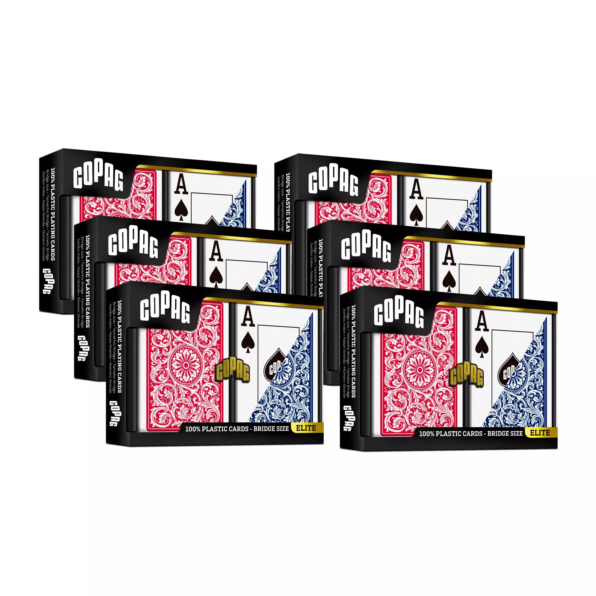 Copag 1546 Design 100% Plastic Playing Cards, Bridge Size (Narrow) Red
