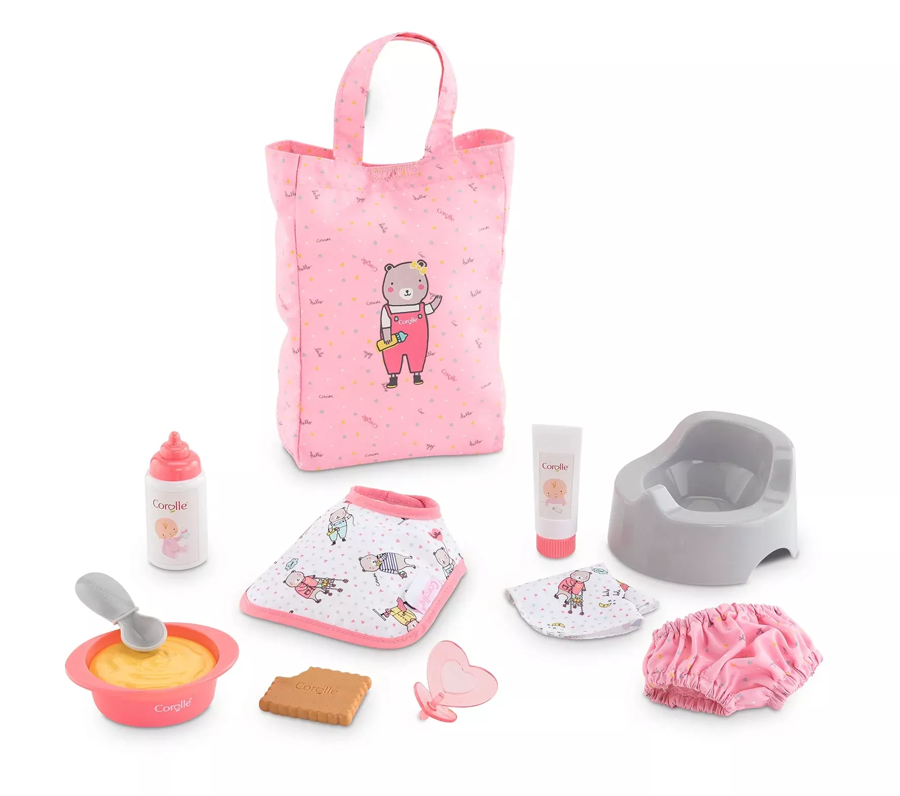 Corolle Baby Doll Care Accessories Set for 12-Inch Dolls, Pink, 11-P