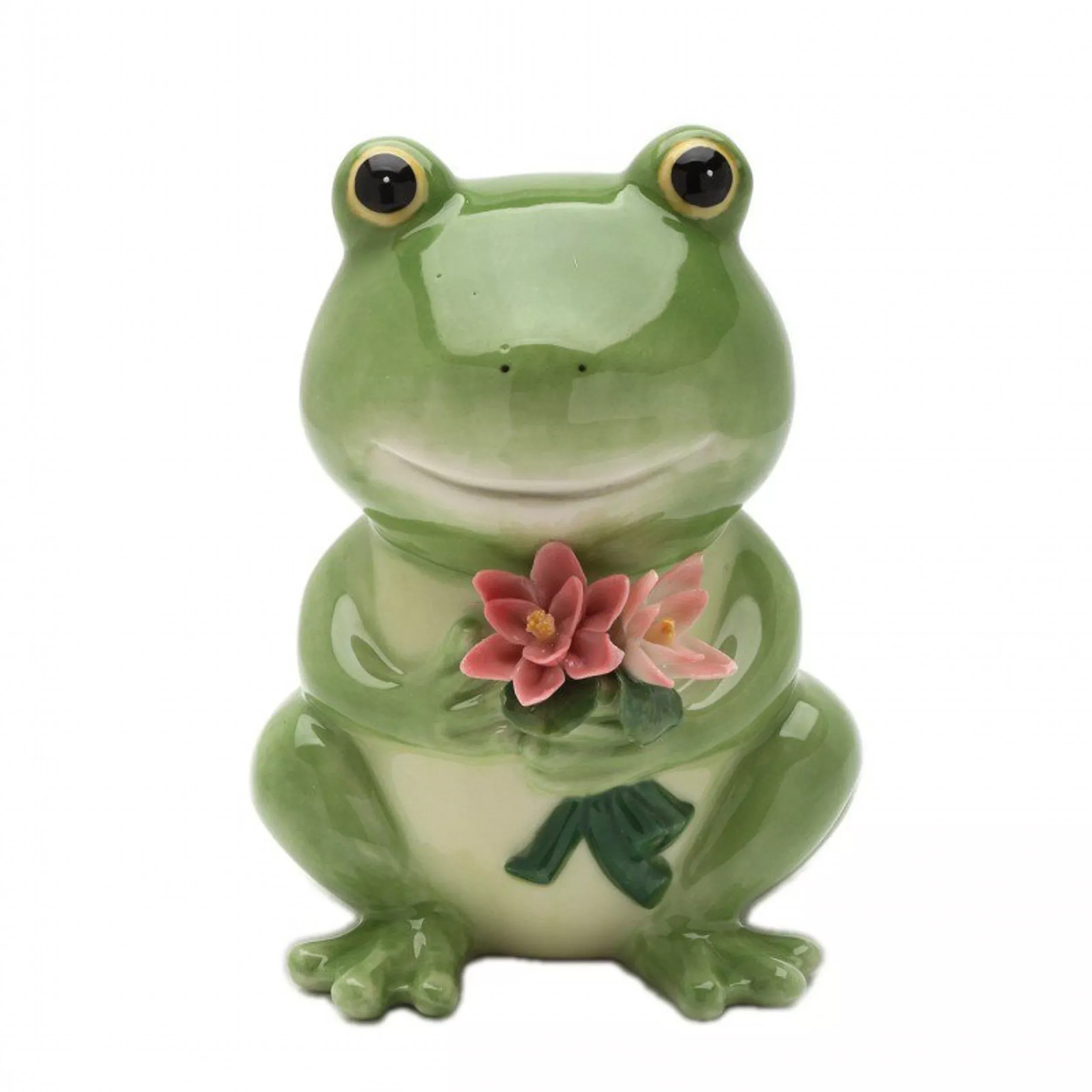 Cosmos Gifts Frog Piggy Bank - Green Porcelain - 5" High