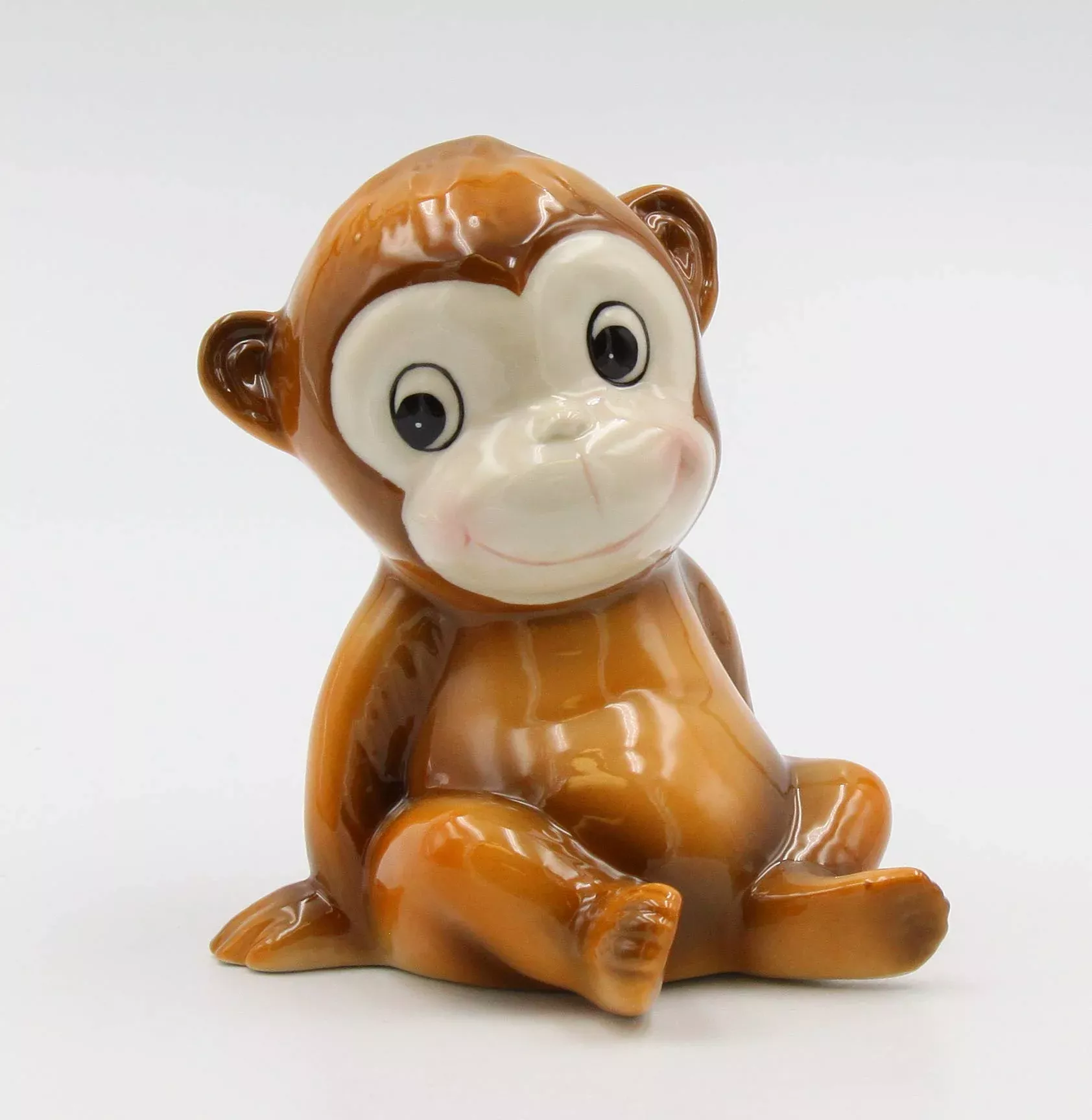 Cosmos Gifts Monkey Piggy Bank - Brown Porcelain, 5" High
