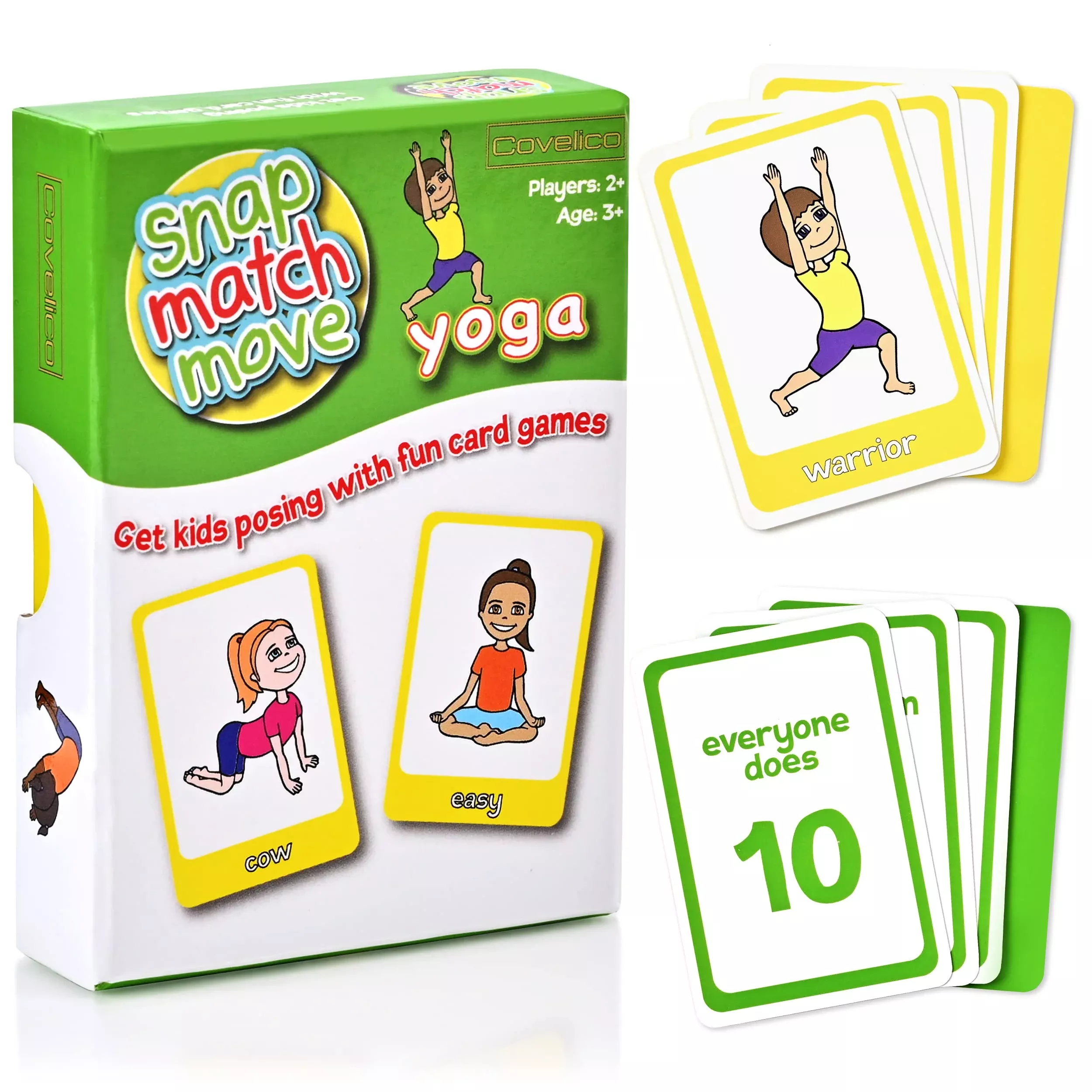 Covelico Yoga Cards for Kids, Interactive Game, Medium, Yellow and Green
