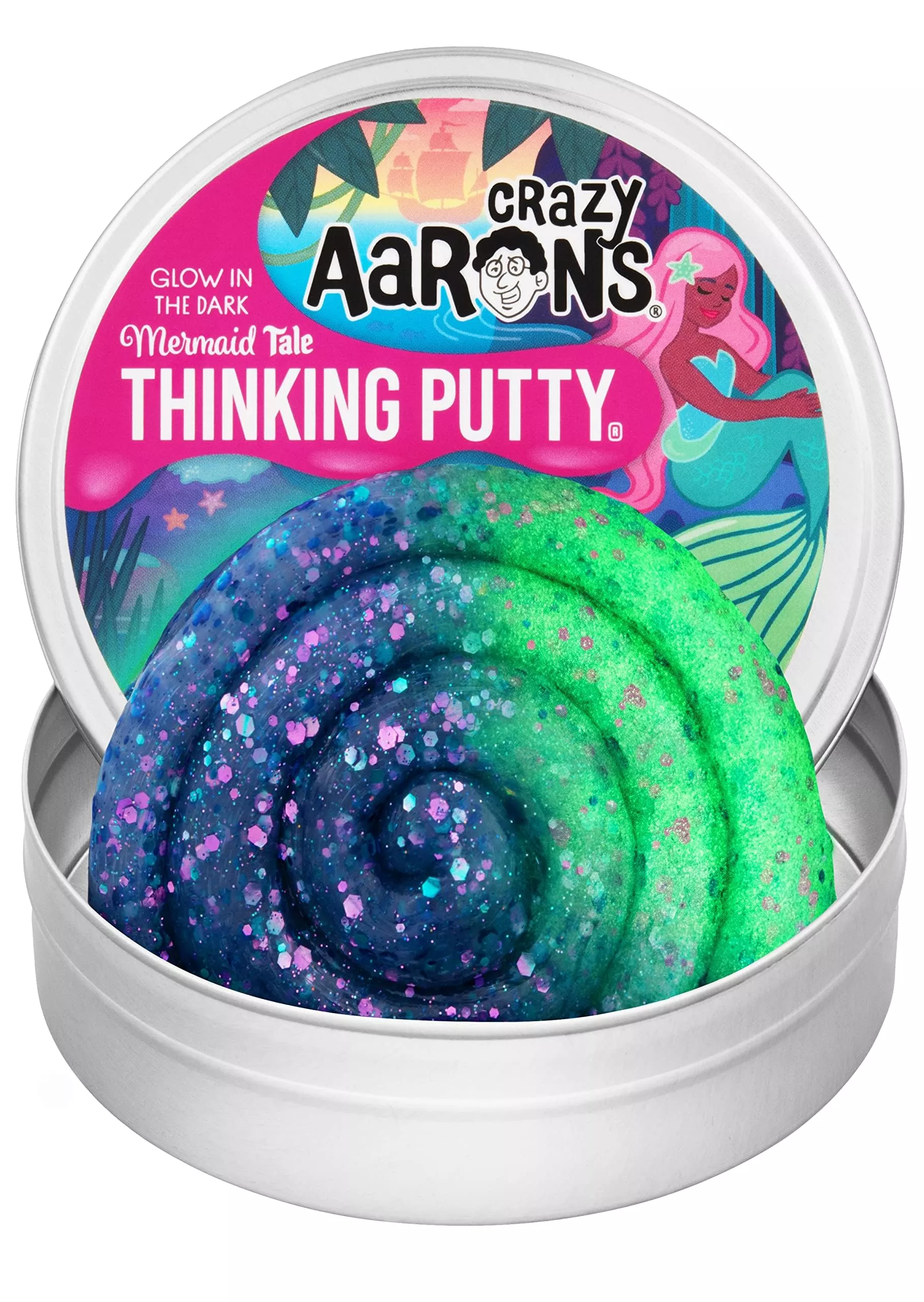 Crazy Aaron's Thinking Putty Mermaid Tale 3.2 oz Color Changing Toy