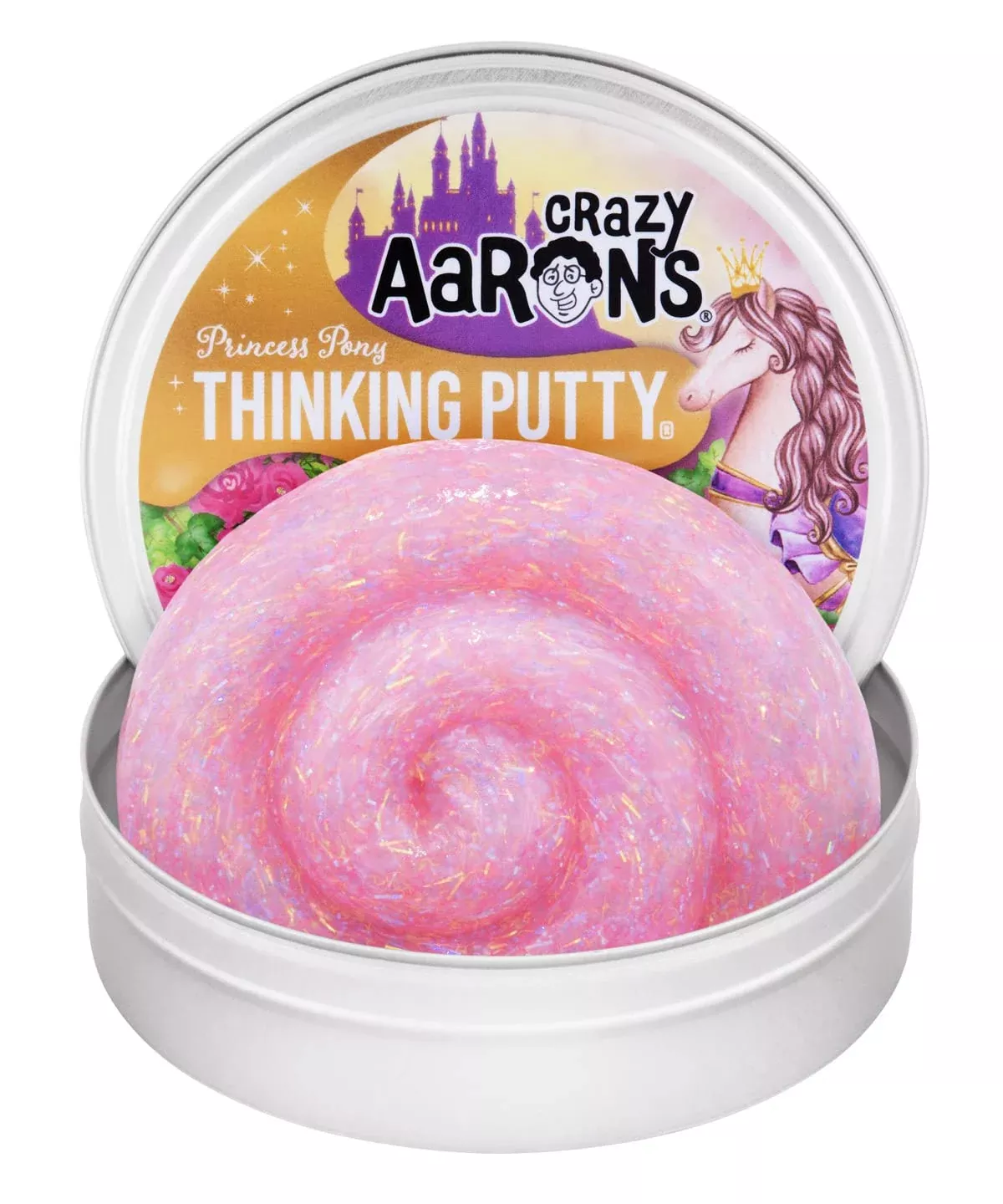 Crazy Aaron's Thinking Putty - Princess Pony - 4" Pink Sparkle, Non-To