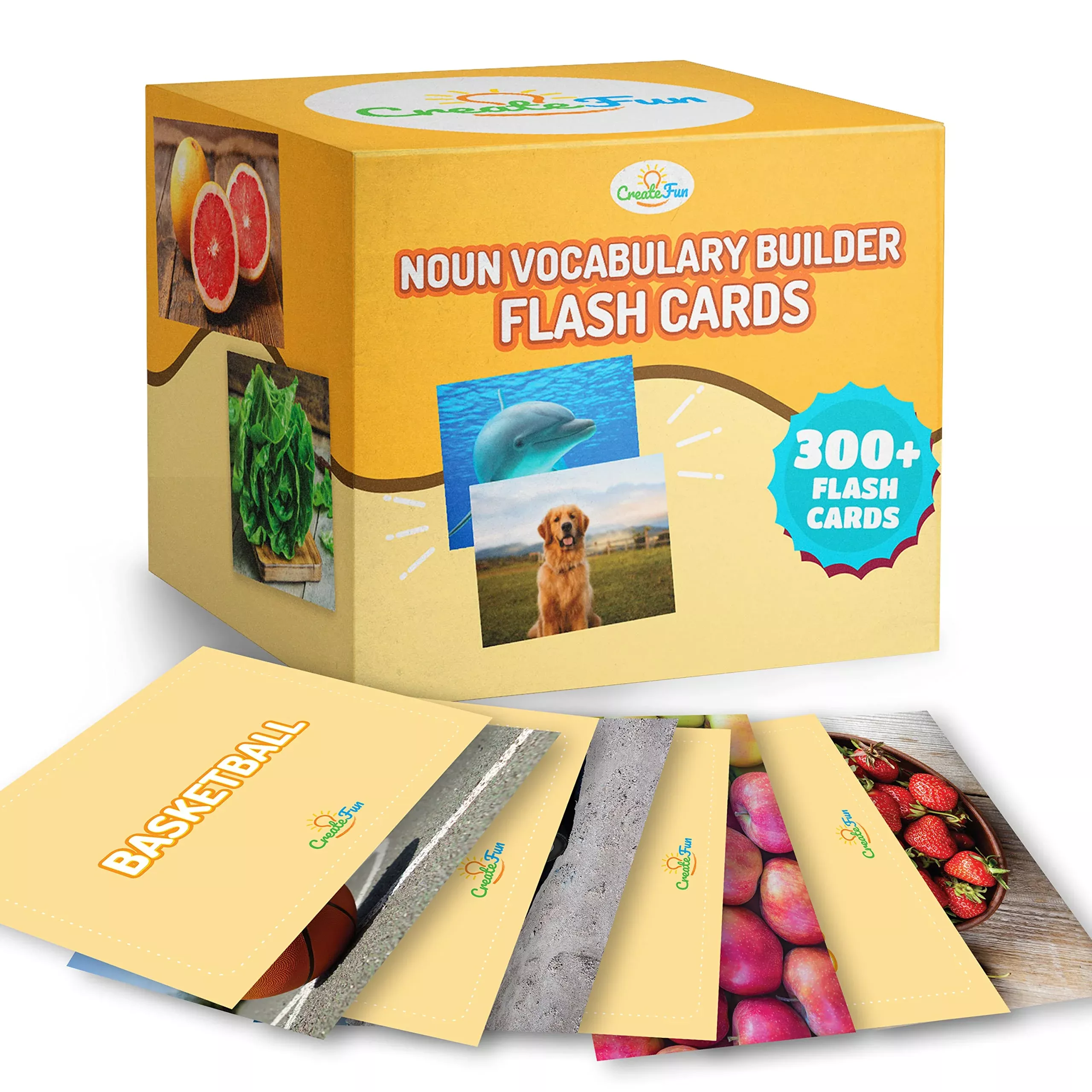 CreateFun Noun Flash Cards for Learning - 50 Cards, 3.5"x4