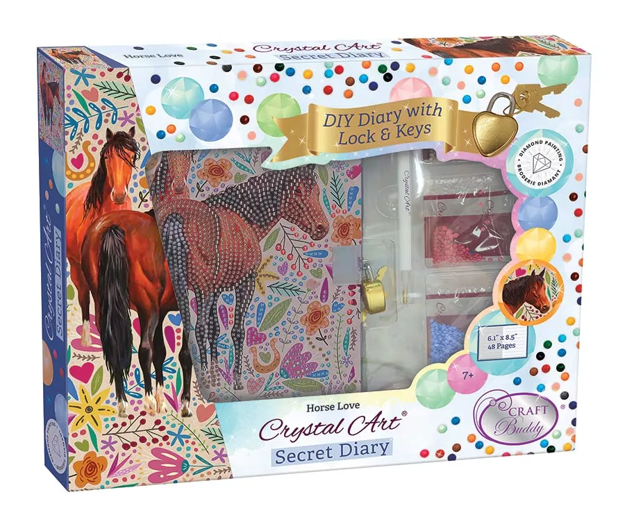 Crystal Art Secret Diary - Diamond Painting Craft Kit - Horse Size