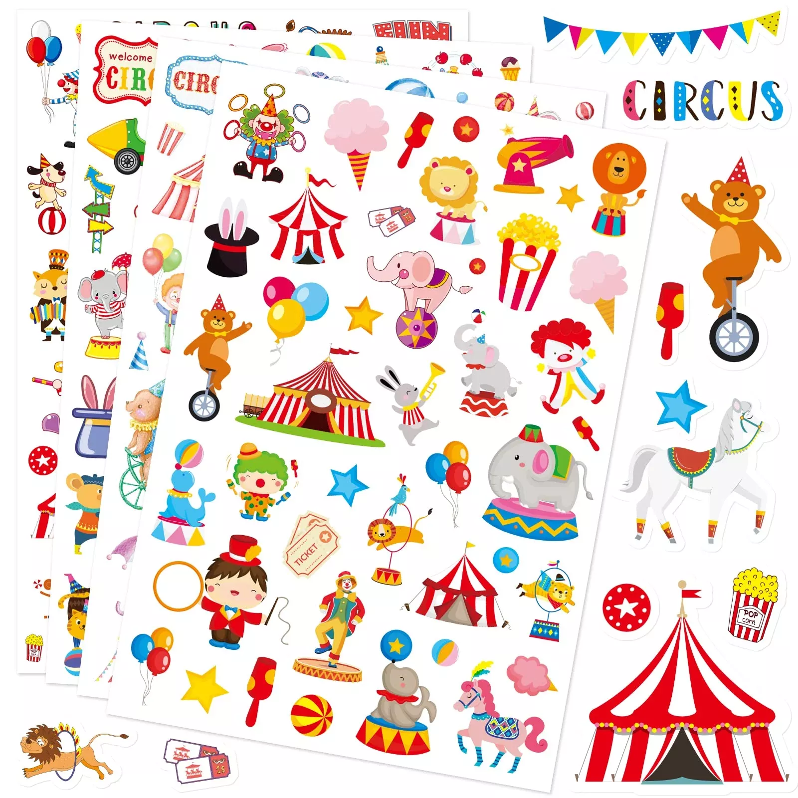 Cute Carnival Circus Stickers 820 Count Party Goodie Gifts Bags Decor