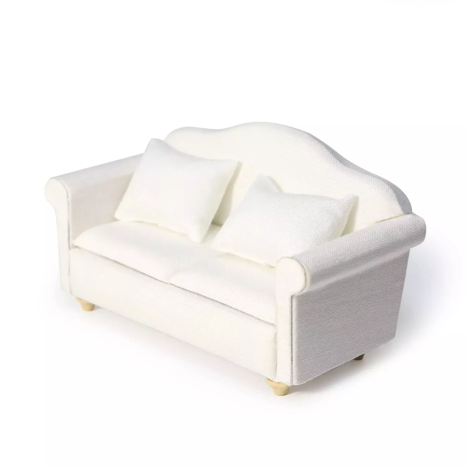 Cutemini Dollhouse Couch White Fabric Miniature Sofa 13.3cm 1pc
