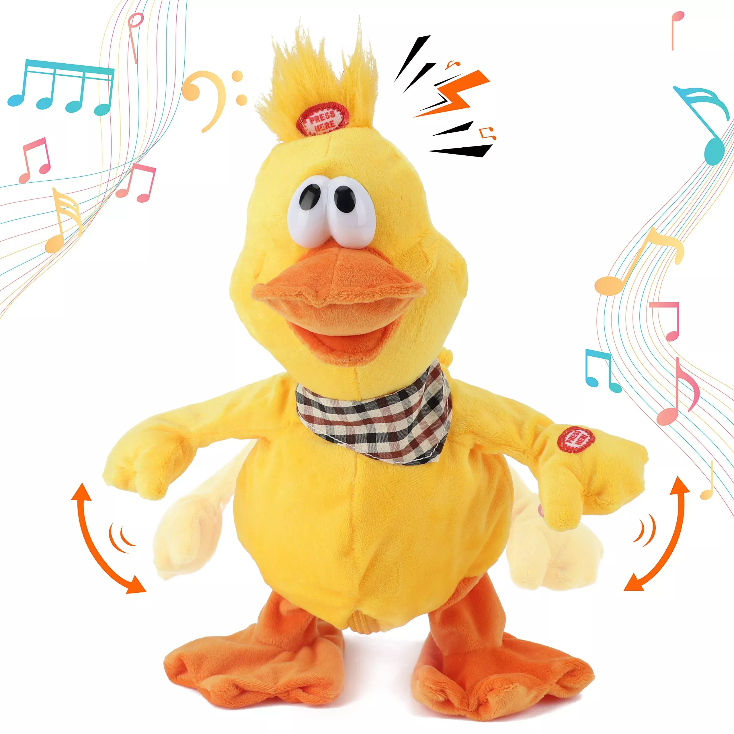 Cuteoy Electric Musical Duck Toy, 13 Inch, Soft Plush, Yellow