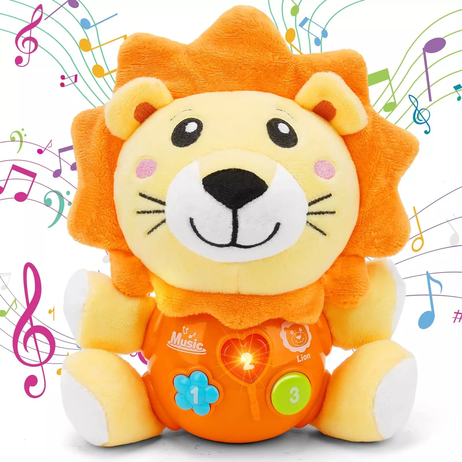 daboot Plush Lion Stuffed Animal Toy for Babies, 7 Inch, Brown