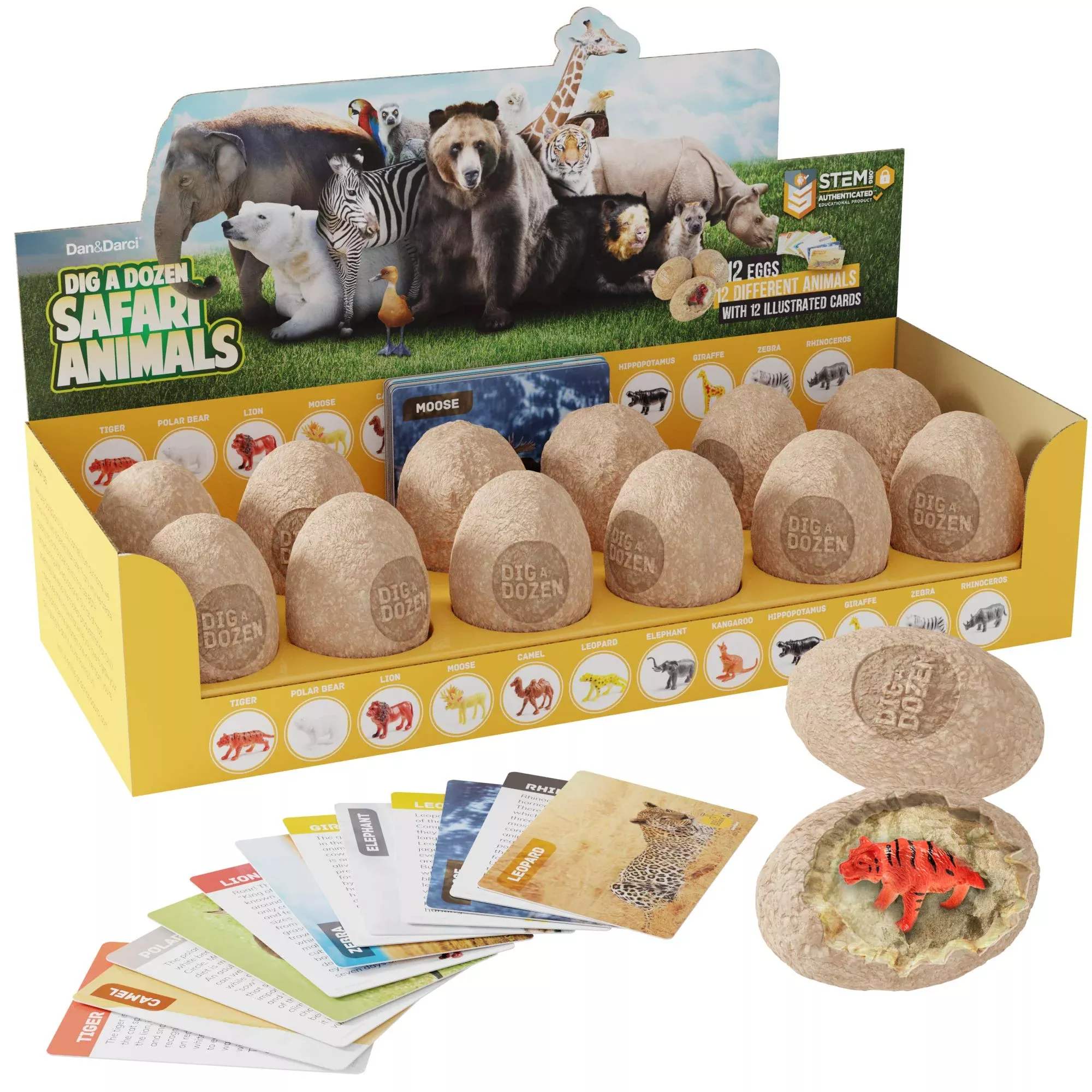 Dan&Darci Dig a Dozen Egg Kit - Discover 12 Safari Animals, Learning C