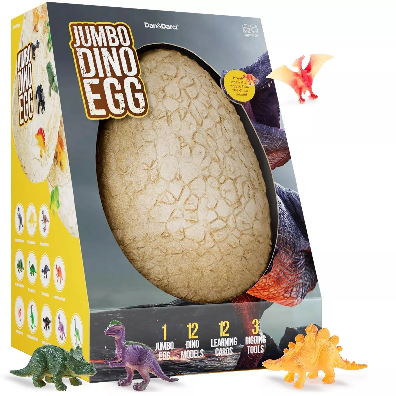 Dan&Darci Dino Egg Excavation Kit - 12 Toy Dinosaurs, Multi-color