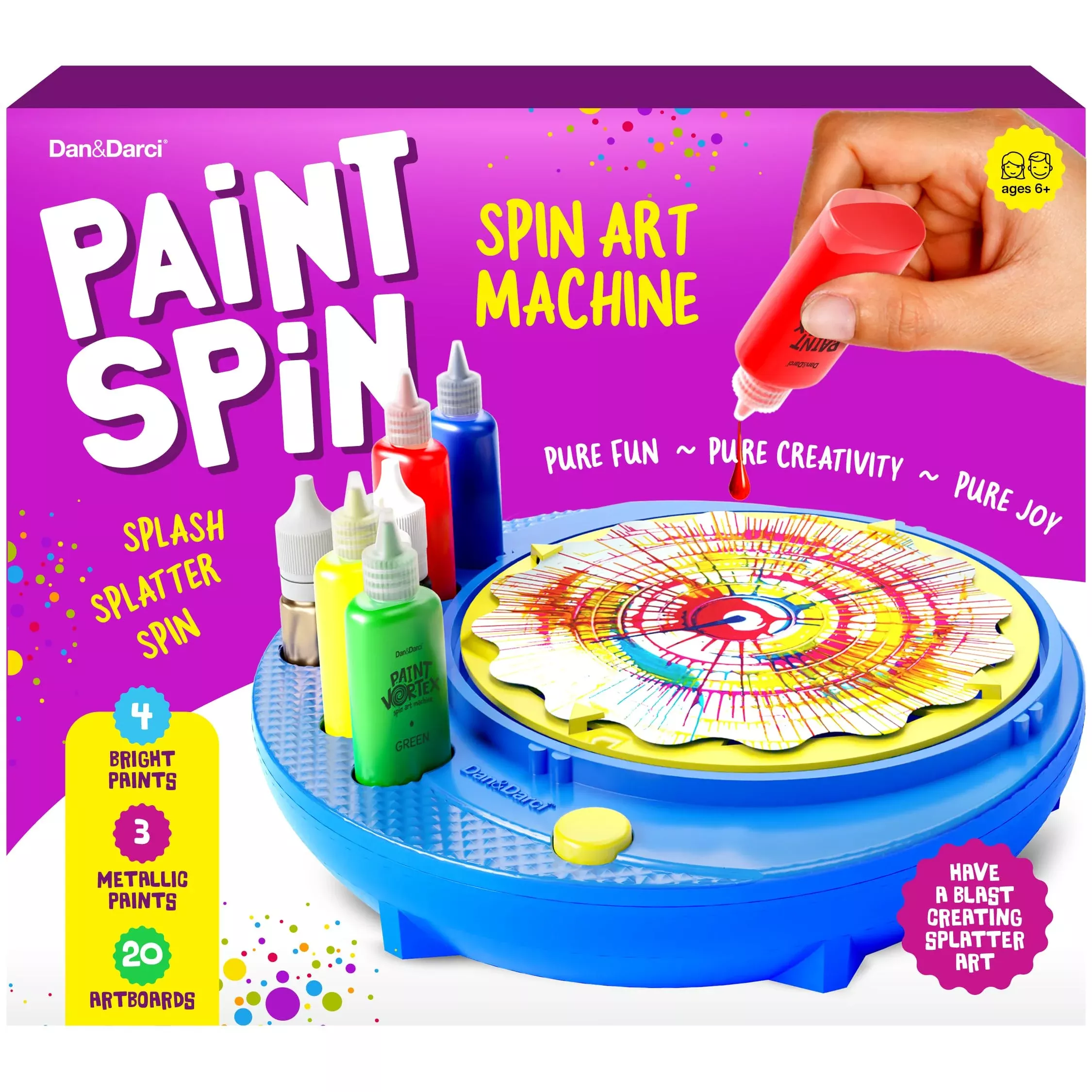 Dan&Darci Paint Vortex Splatter Art Kit Multi-Color 20 Artboards