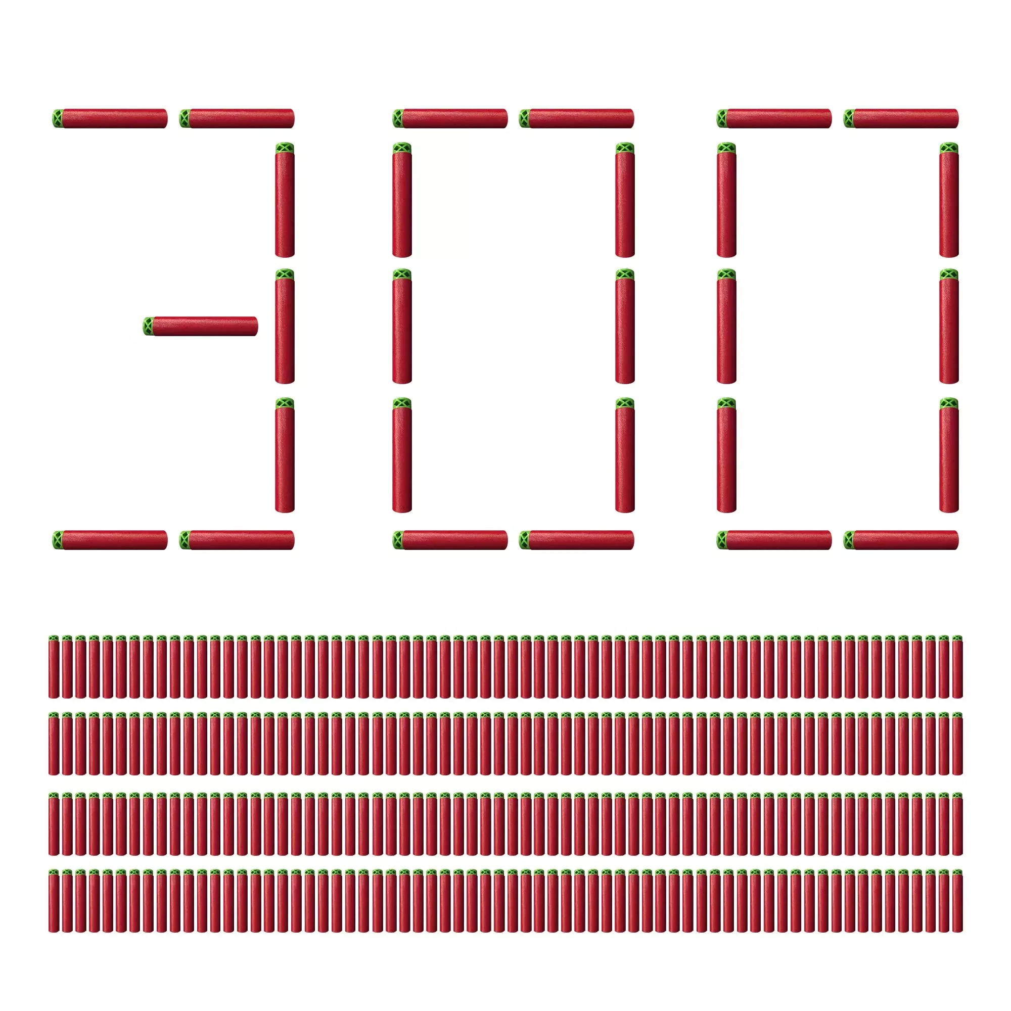 DART ZONE Dart Refill Box - 300 High-Performance Red Foam Darts, Model