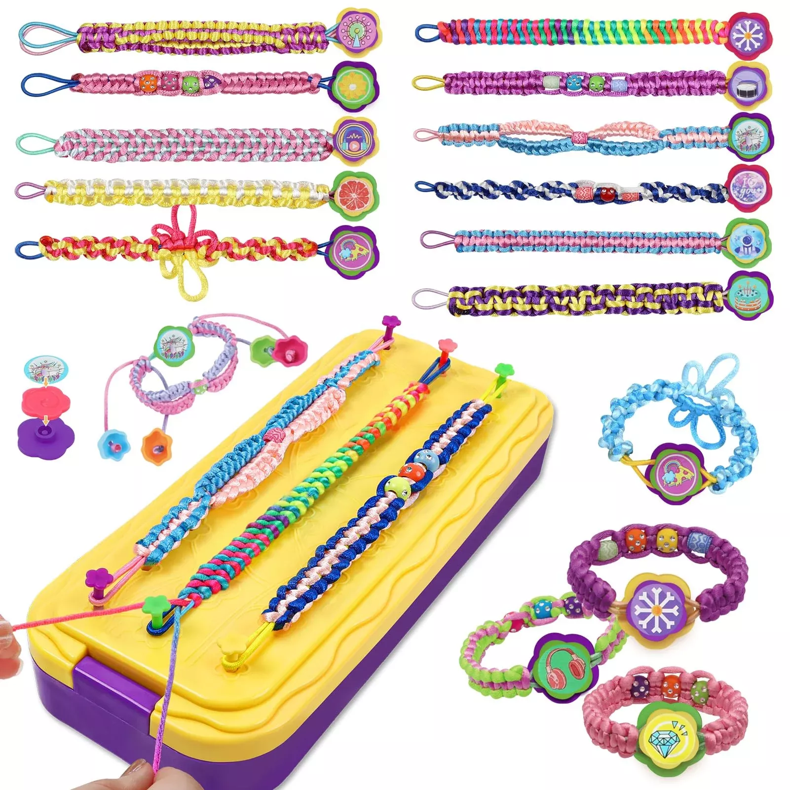 DDAI DIY Friendship Bracelet Kit for Kids, Large, Purple, 16 Patterns