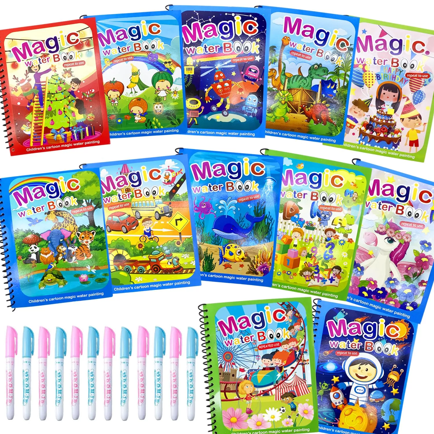 Dduolammng Water Coloring Books Set - 12 Styles, Colorful, White