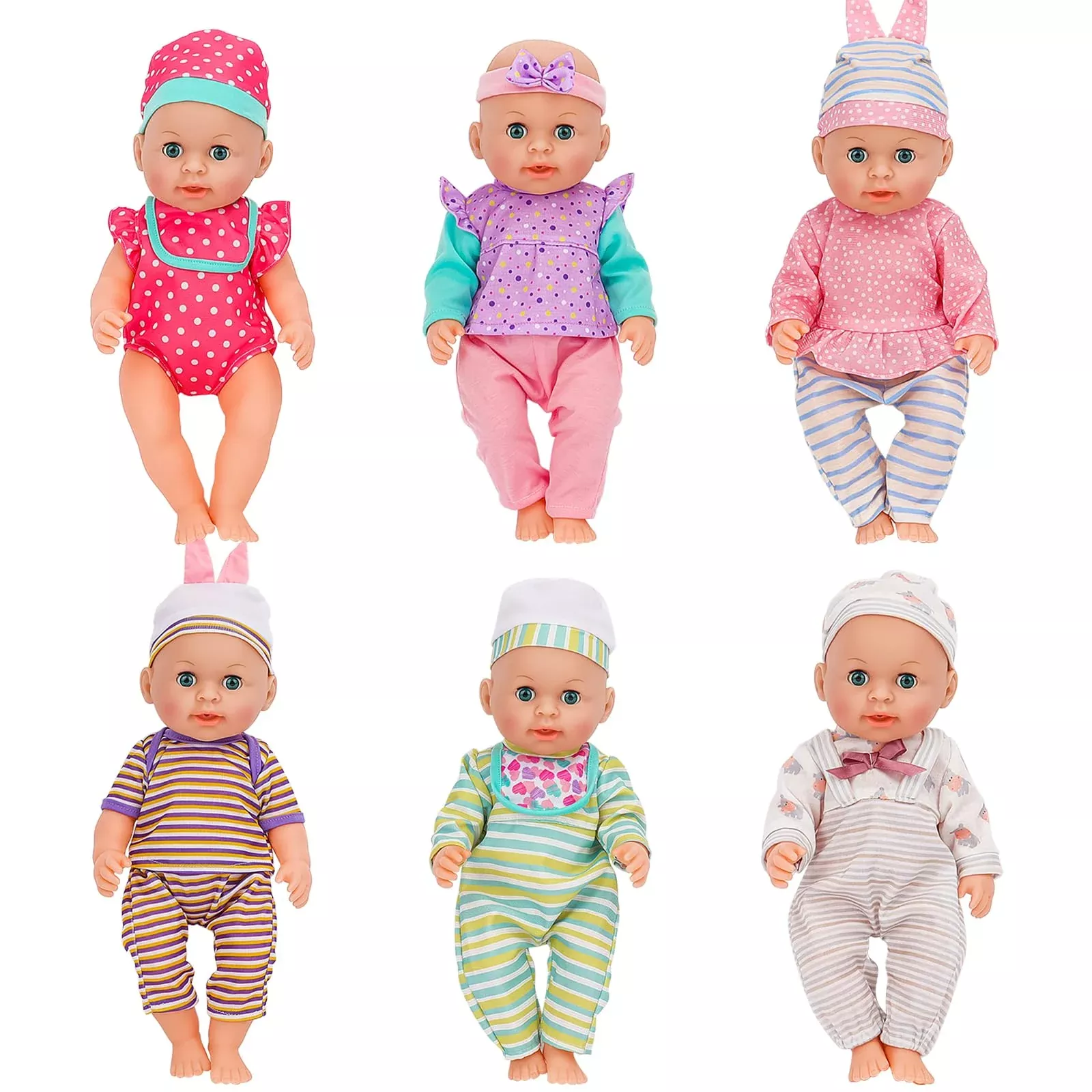 deAO Doll Clothes Set for 12-14 Inch Dolls, 6 Outfits, Multiple