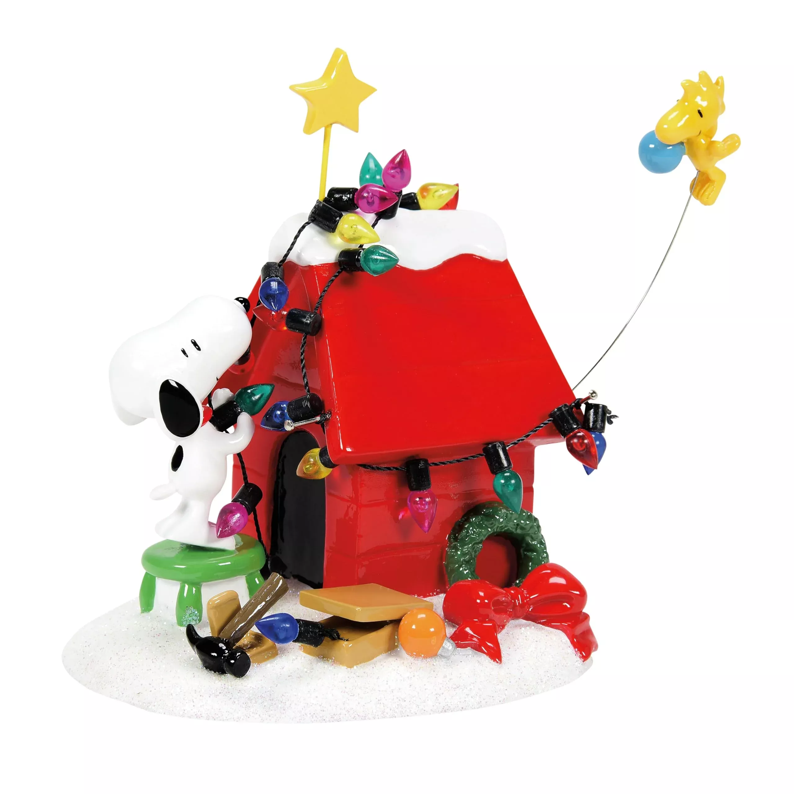 Department 56 Snoopy's Dog House Decoration, 8" Red Plastic Resin, Mod