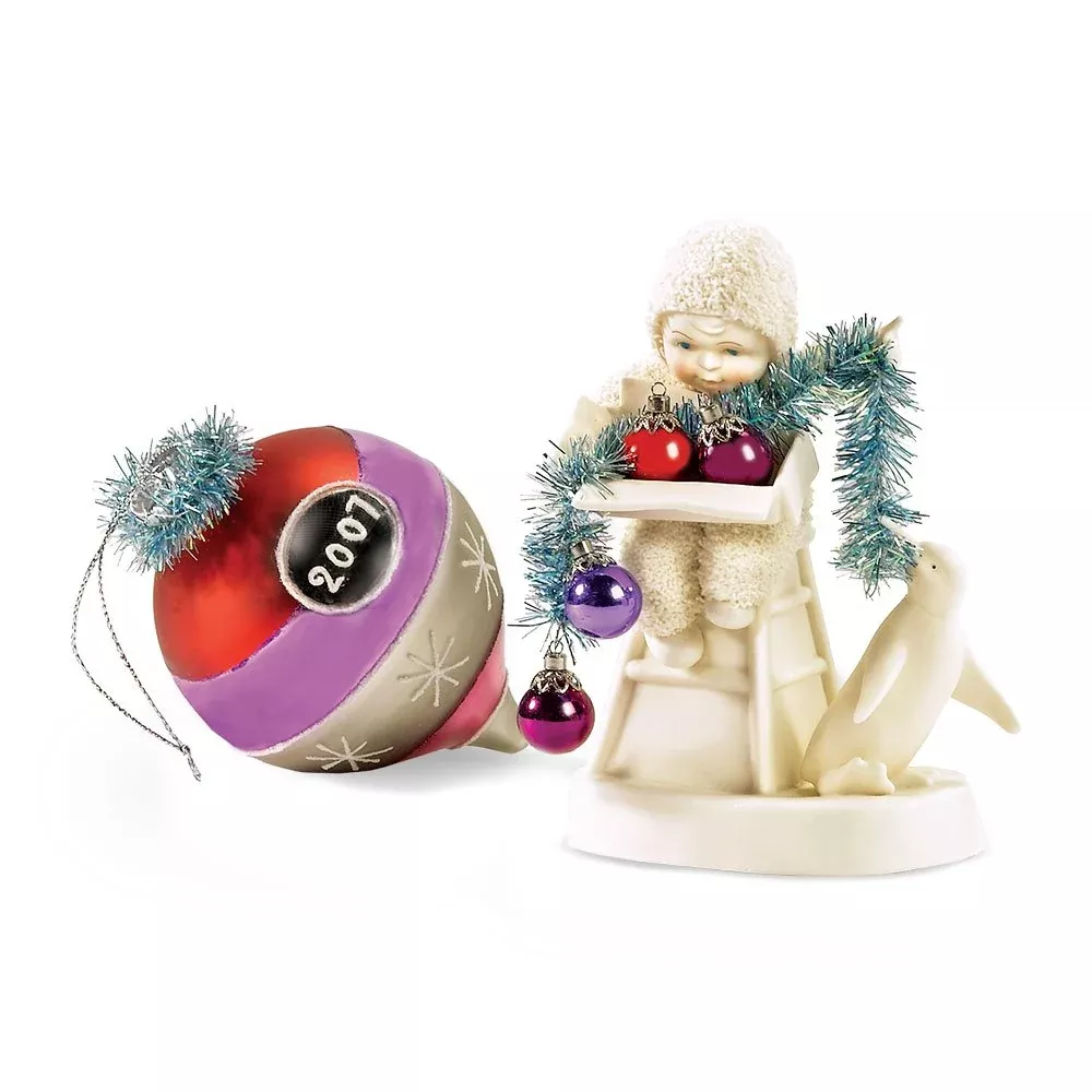 Department 56 Snowbaby Gift Set 2007 Red Porcelain Ornament 2 pcs